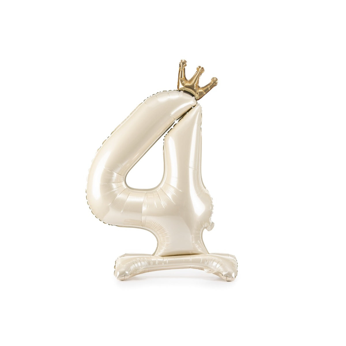 Ballon Chiffre 4 sur pied - Crème