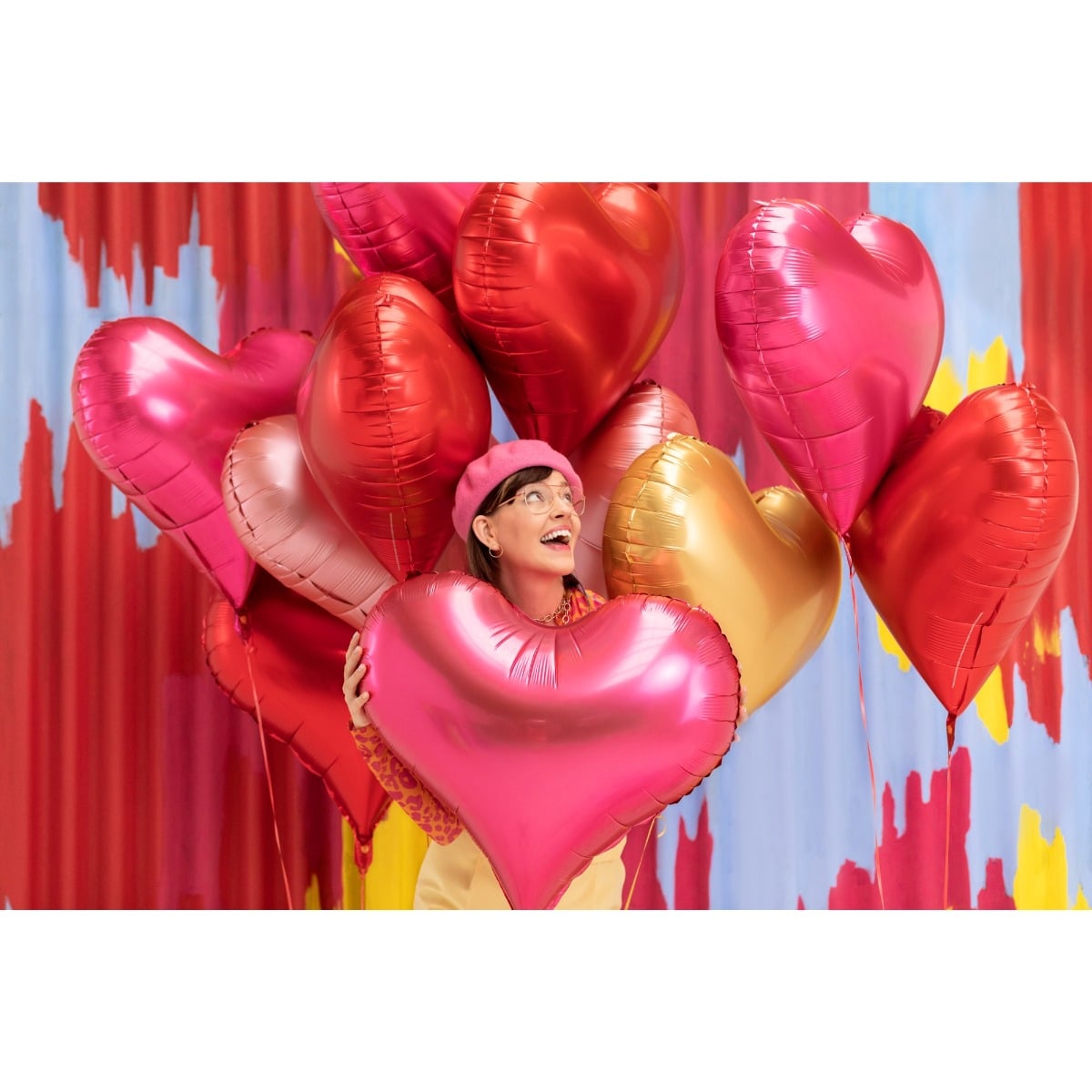 Ballon en alu - Cœur doré - 75cm