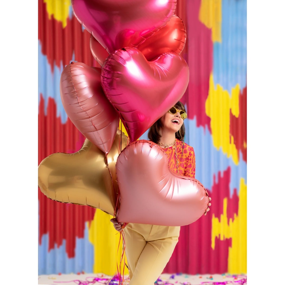 Ballon en alu - Cœur doré - 75cm