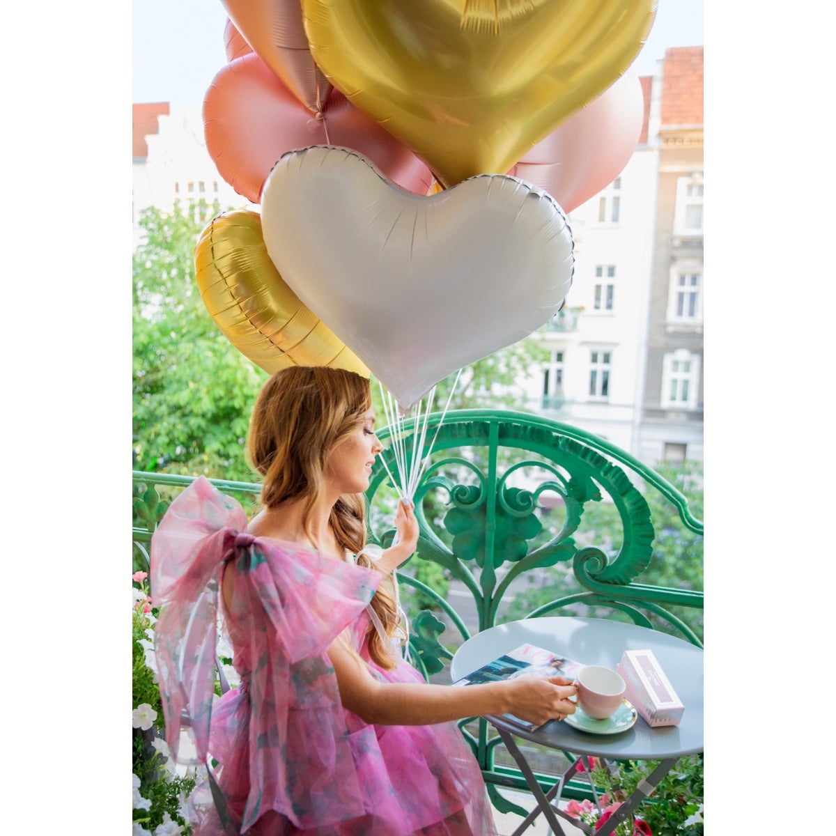 Ballon en alu - Cœur doré - 75cm