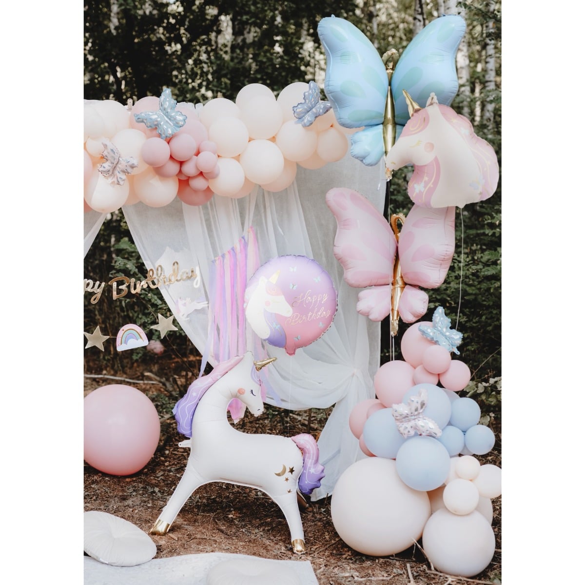 Ballon alu - Happy Birthday avec licorne