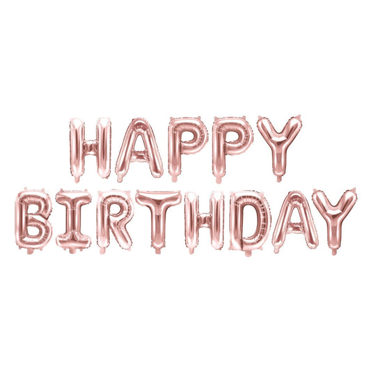 Set Ballons Happy Birthday RoseGold