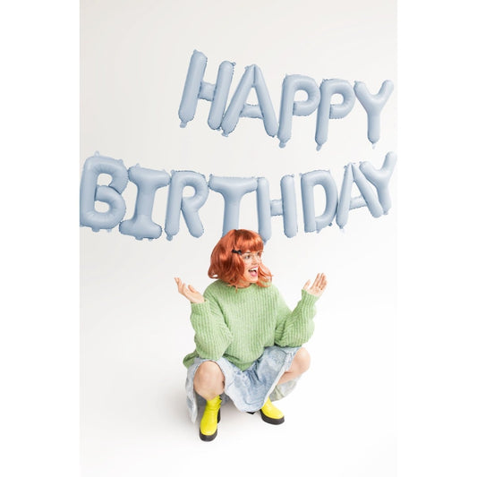 Ballons en alu - Happy Birthday - Bleu (35cm)