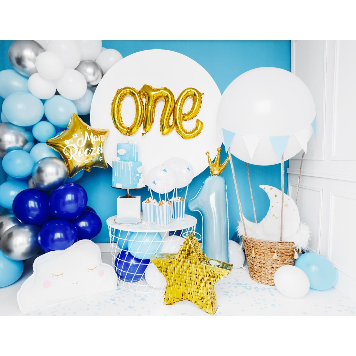 Ballon Chiffre Alu 100cm Bleu - 1