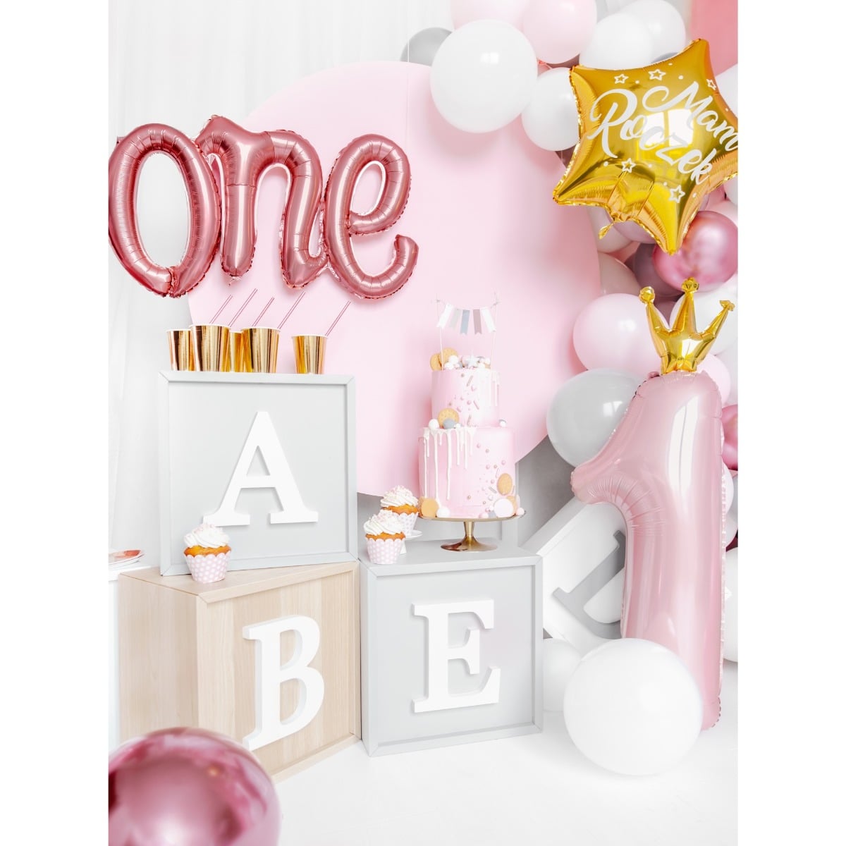 Ballon Chiffre Alu 100cm Rose - 1
