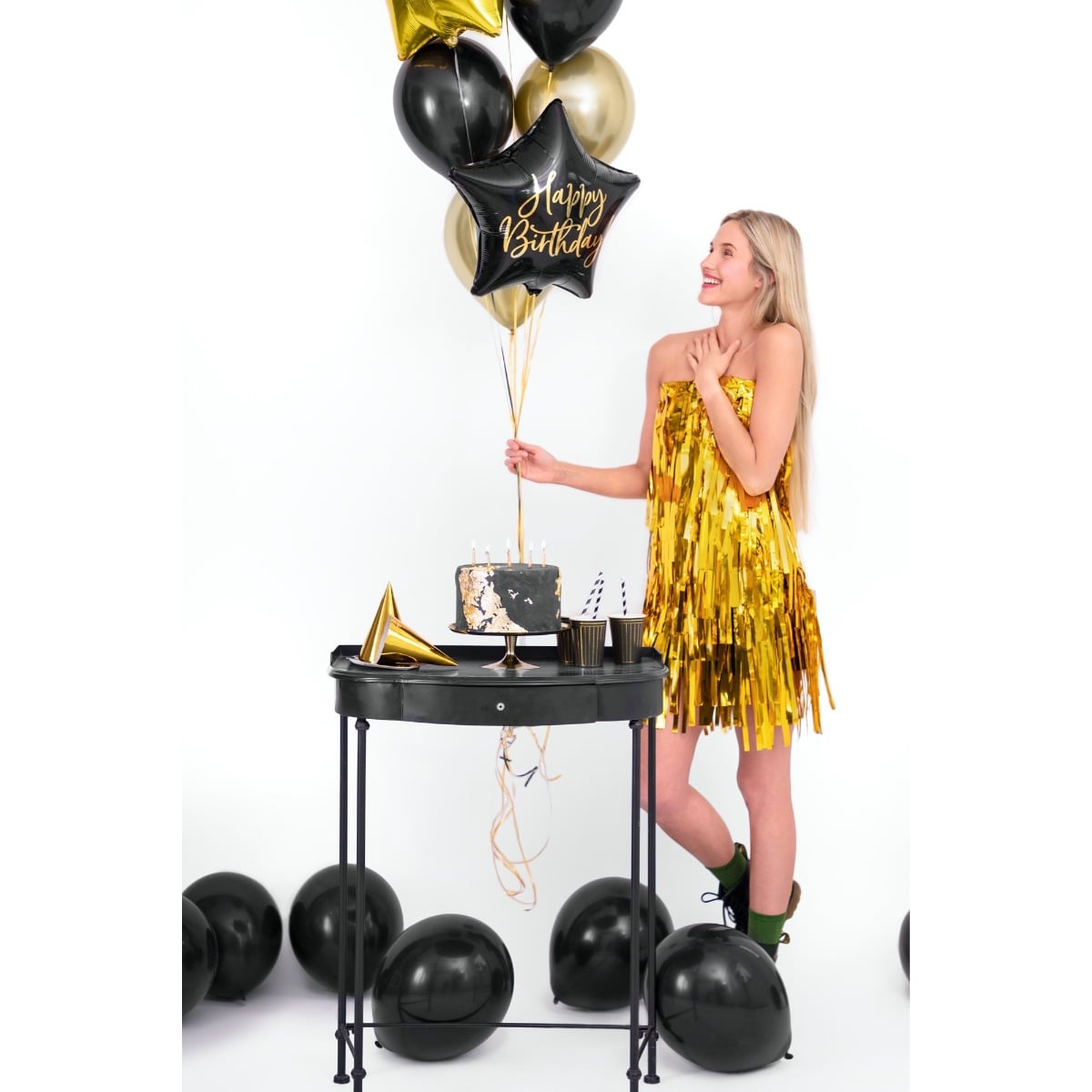 Ballon Happy Birthday Etoile Noir (40cm)