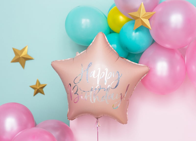 Ballon Happy Birthday Etoile Rose (40cm)
