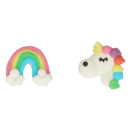 Décorations en sucre Licorne et Arc-en-ciel (8pcs)