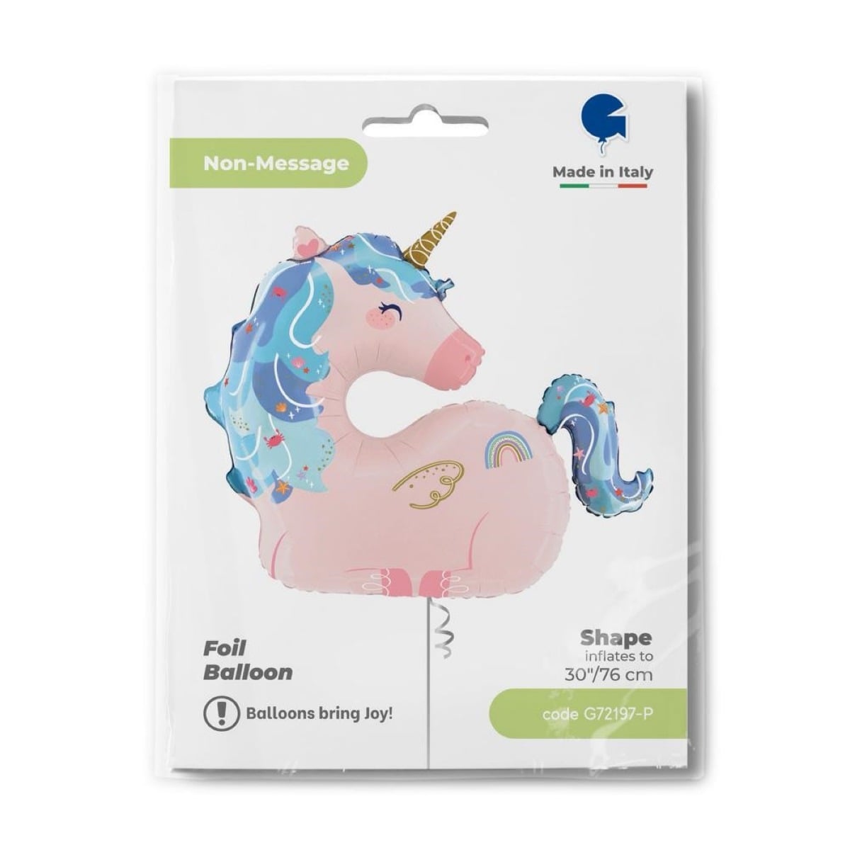 Ballon alu - Licorne Bleu (76cm)