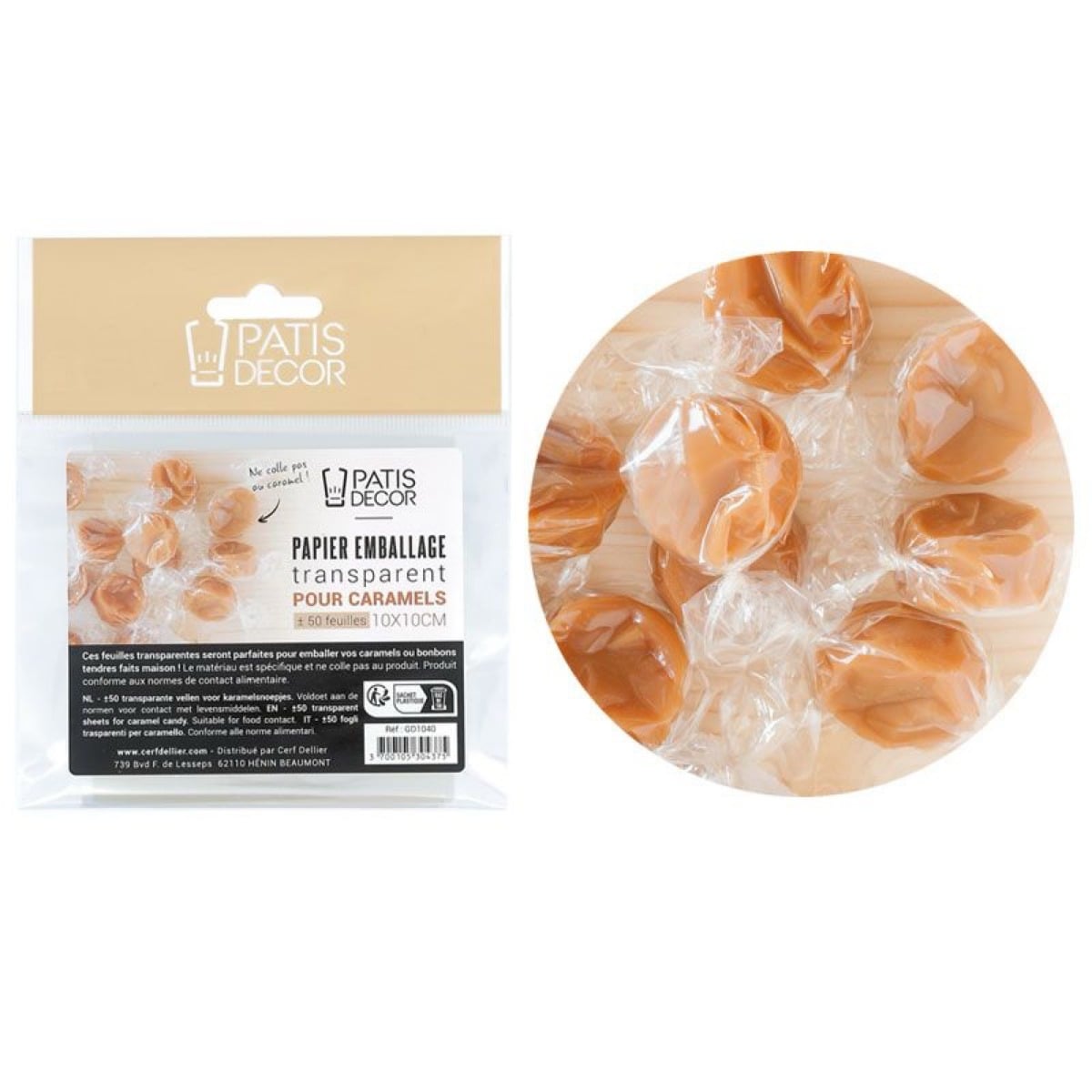 Emballage transparent pour caramels (50pcs)