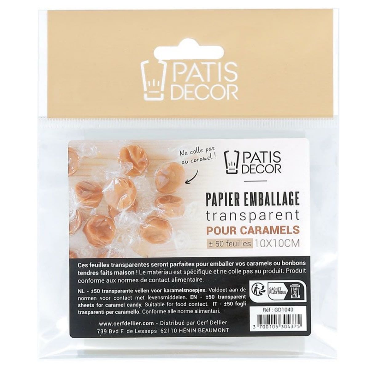Emballage transparent pour caramels (50pcs)