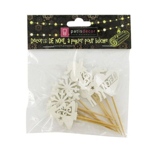 Décors de Noël pailletés en bois