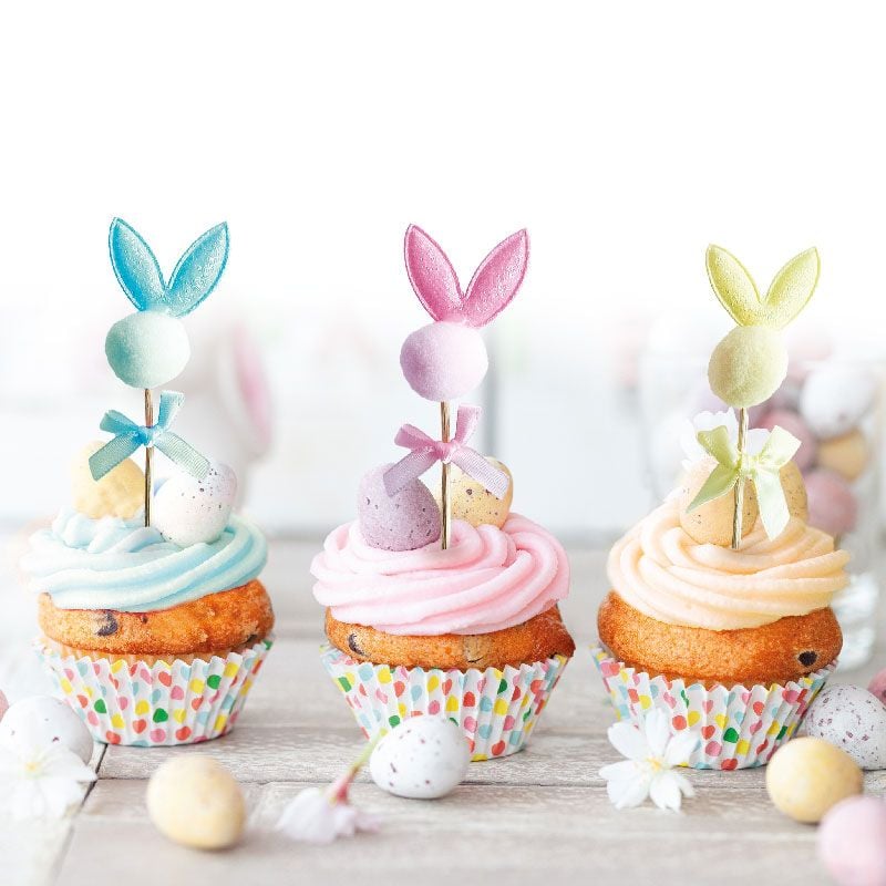 Cupcake toppers - Têtes de lapins pastel (3 pièces)