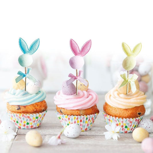 Cupcake toppers - Têtes de lapins pastel (3 pièces)