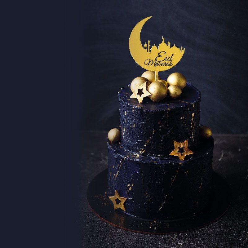 Cake topper doré à piquer "Eid Mubarak"