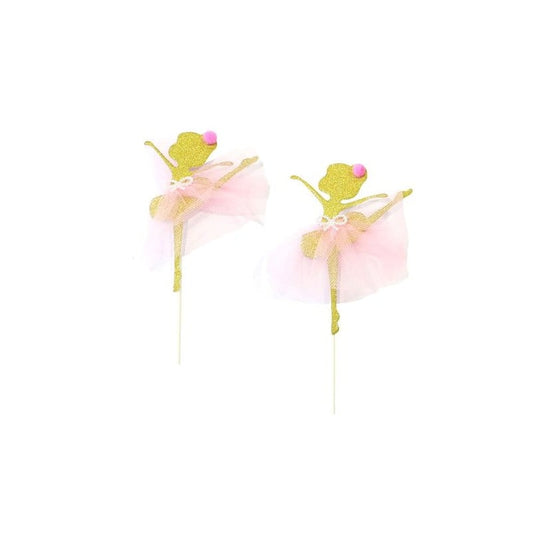 Cake Topper - Danseuse ballerine dorée (2pcs)
