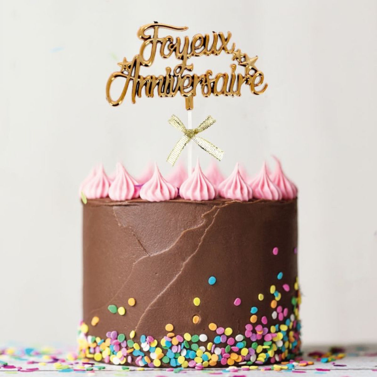 Cake topper - Joyeux Anniversaire doré