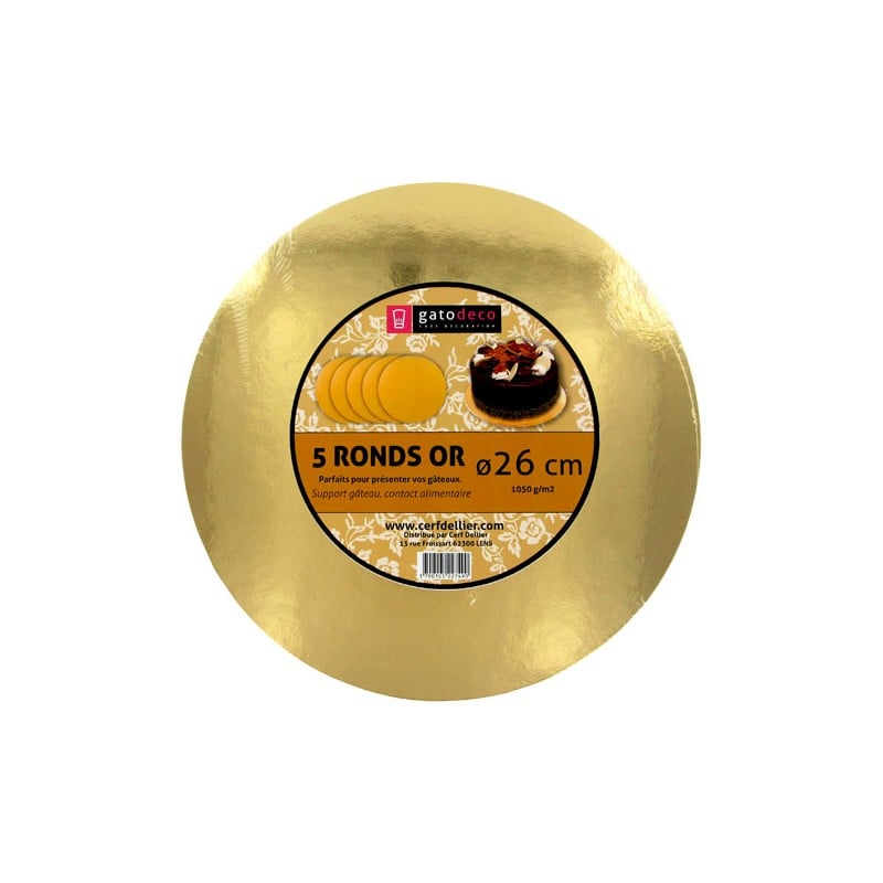 Support à pâtisserie - rond doré 26cm (5pcs)