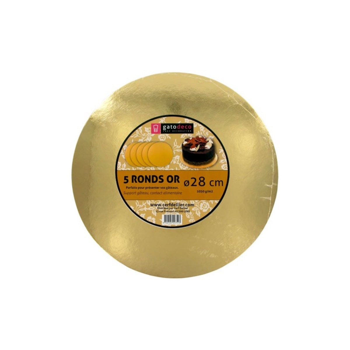 Support à pâtisserie - Rond or 28cm (5pcs)