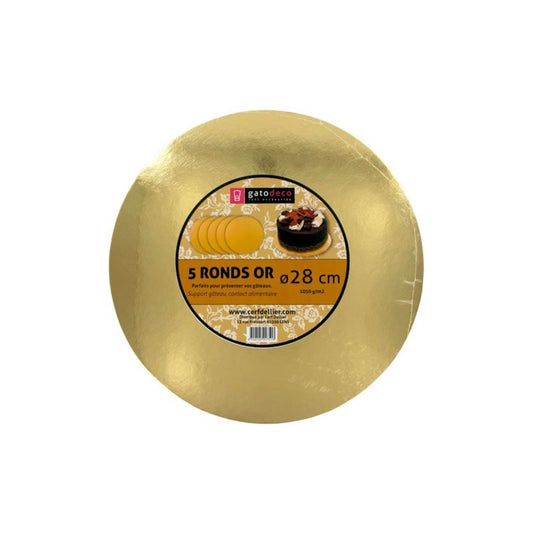 Support à pâtisserie - Rond or 28cm (5pcs)