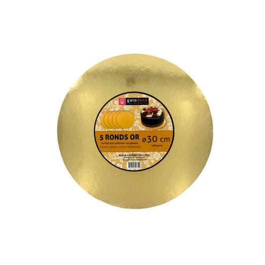 Support à pâtisserie - rond doré 30cm (5pcs)