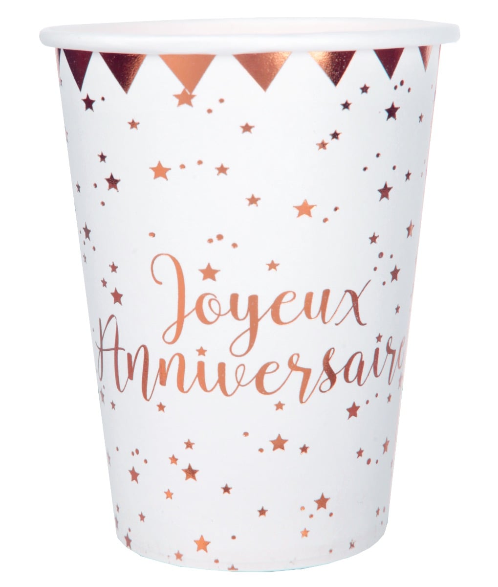 Gobelets Joyeux Anniversaire Rosegold