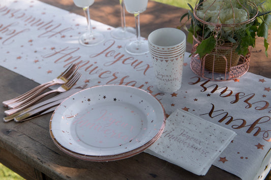 Gobelets Joyeux Anniversaire Rosegold