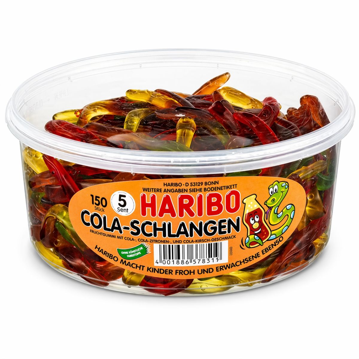 Haribo Serpents cola - boîte de 150 pièces (1,05 kg)