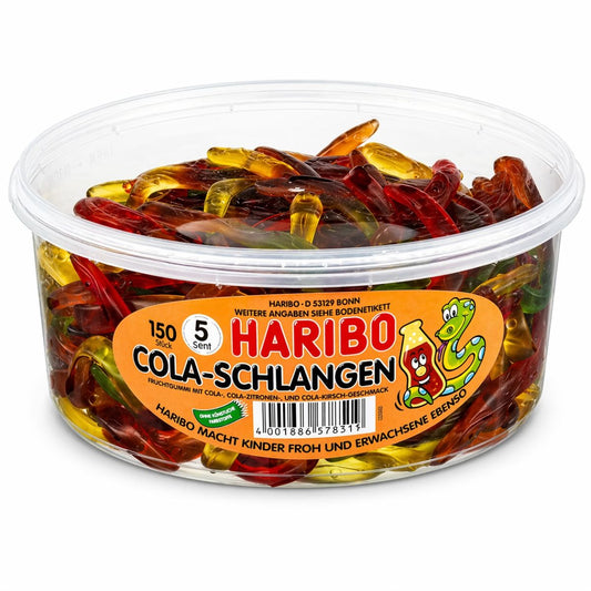 Haribo Serpents cola - boîte de 150 pièces (1,05 kg)