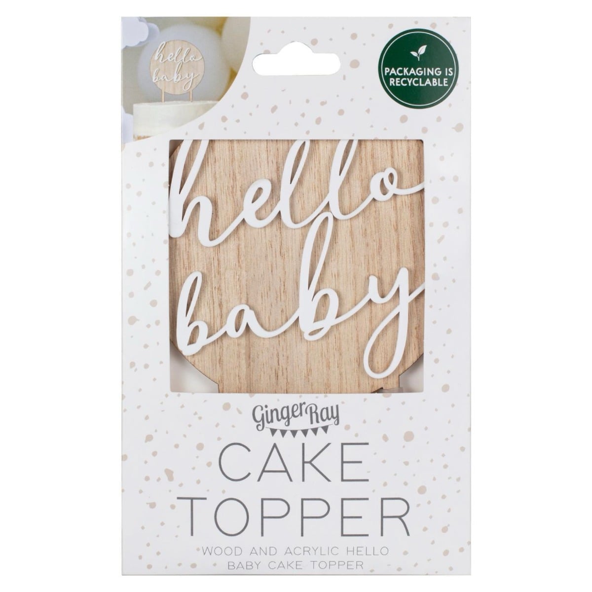Cake topper Hello Baby en bois
