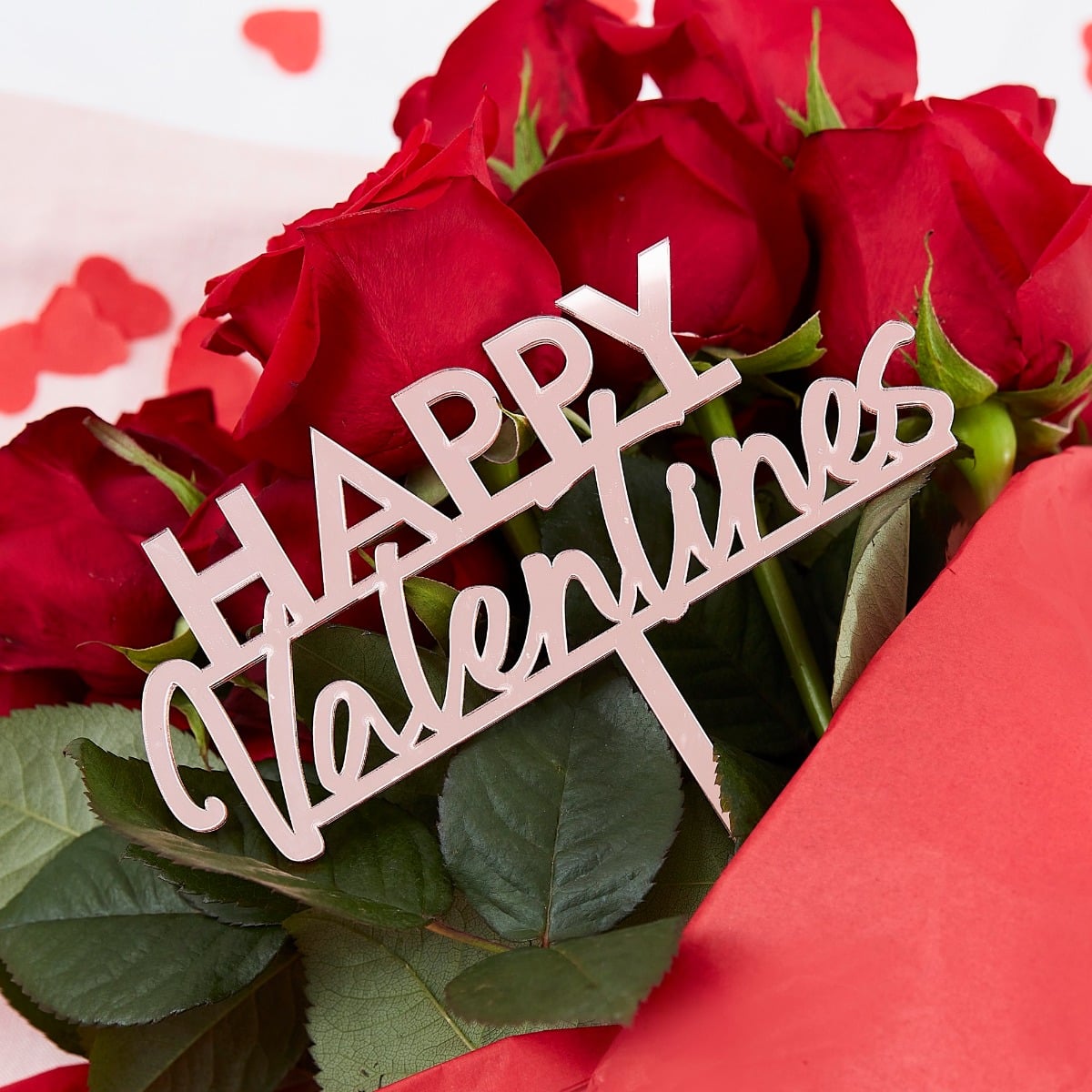 Déco pour bouquet de fleur Happy Valentines