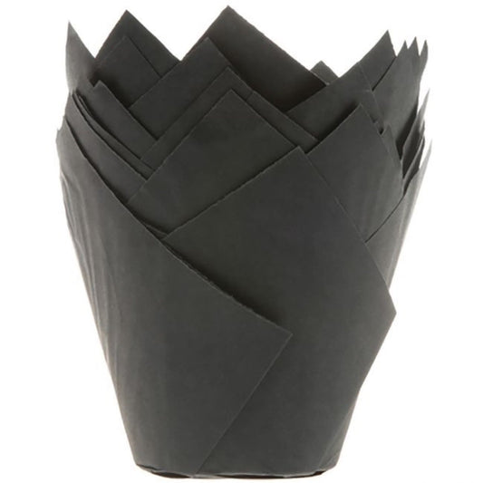 Caissettes tulipe à muffins - Noir (36pcs)
