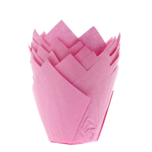 Caissettes tulipe à muffins - Rose foncé (36pcs)