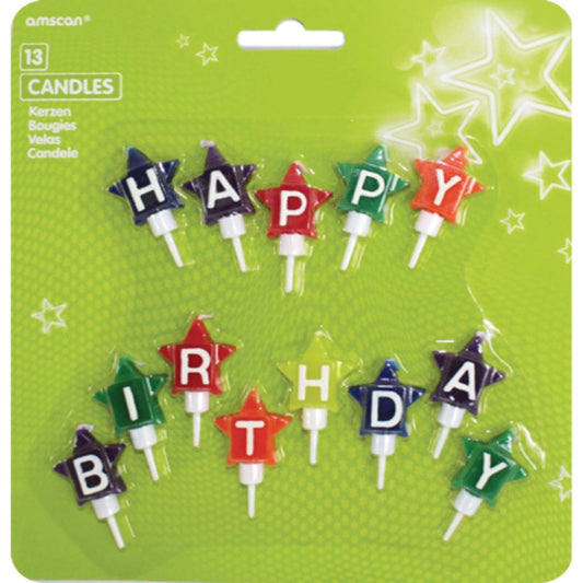 Bougies étoiles "Happy Birthday"