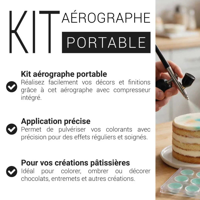 Patisdecor Kit aérographe portable avec compresseur