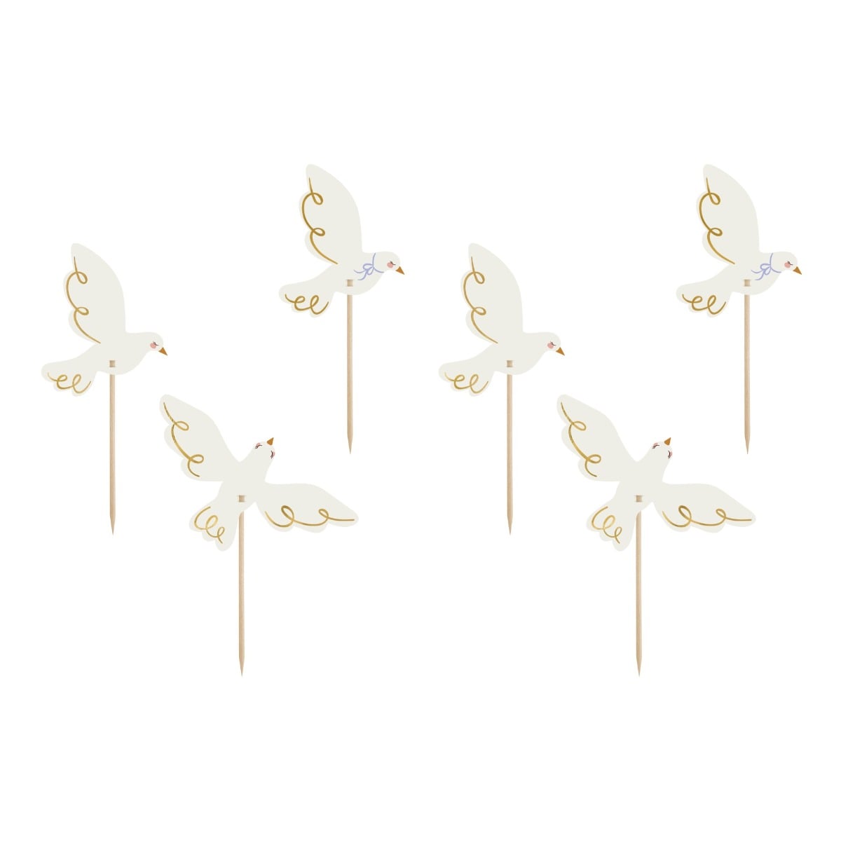 Cake toppers colombes (6 pièces)