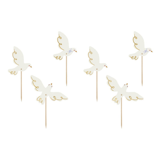 Cake toppers colombes (6 pièces)