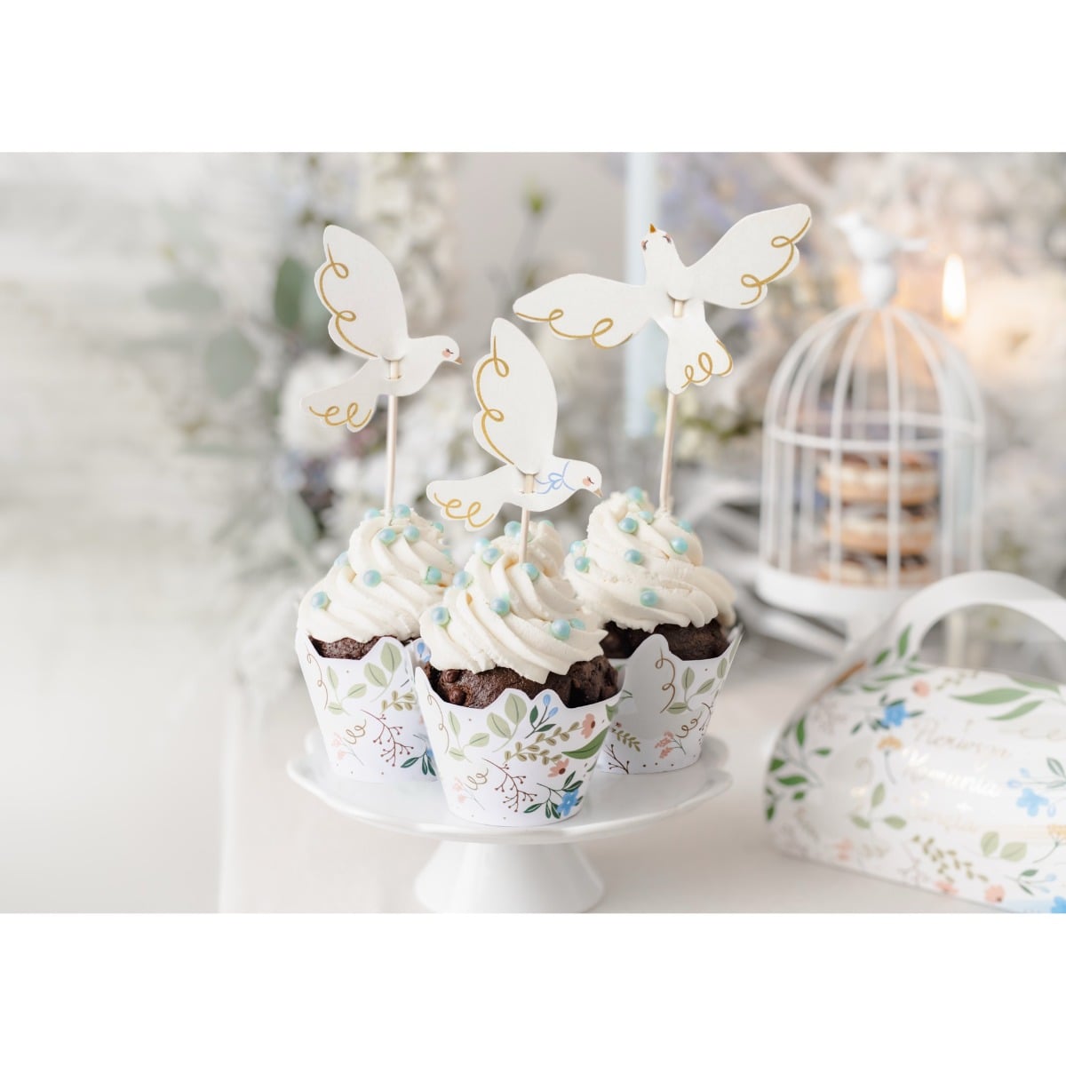 Cake toppers colombes (6 pièces)