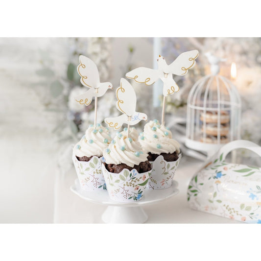 Cake toppers colombes (6 pièces)