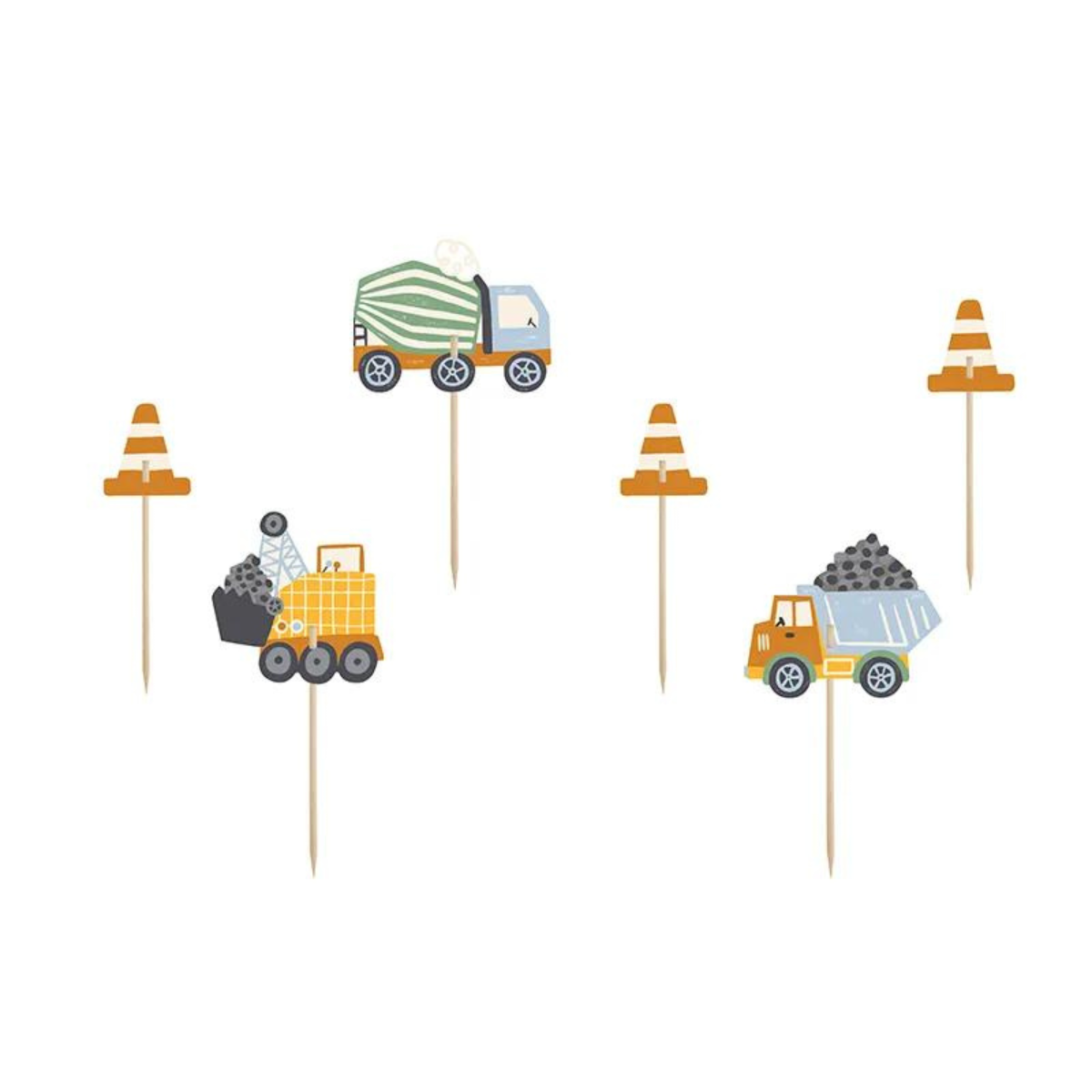 Cupcake Topper - Véhicule de chantier (6pcs)