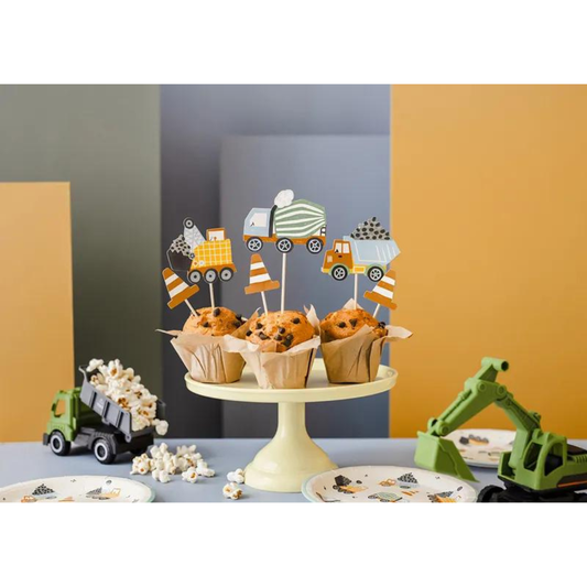 Cupcake Topper - Véhicule de chantier (6pcs)