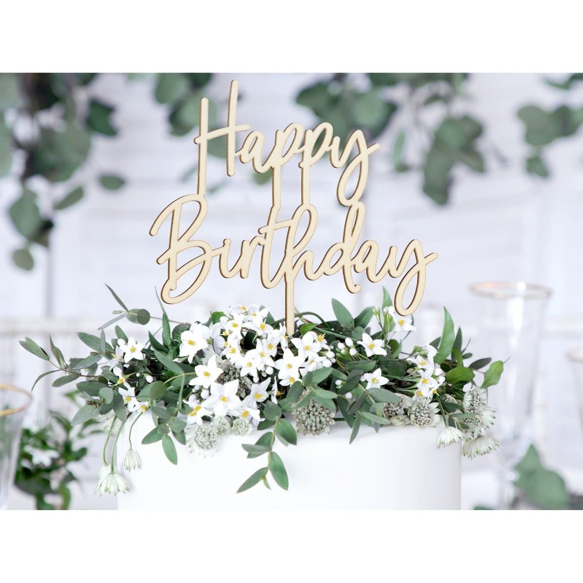 Décoration de gâteau - "Happy Birthday" en bois
