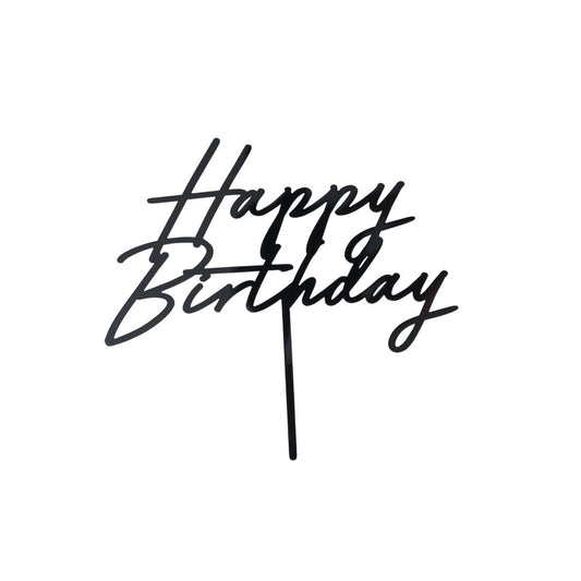 Décoration pour Gâteau "Happy Birthday" noir