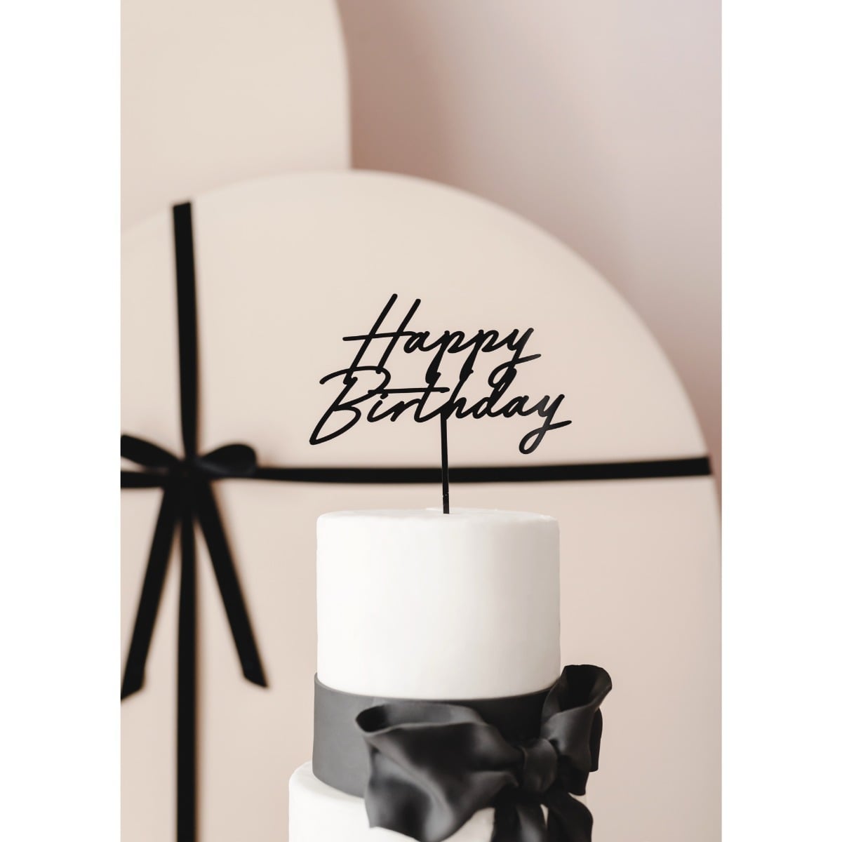Décoration pour Gâteau "Happy Birthday" noir