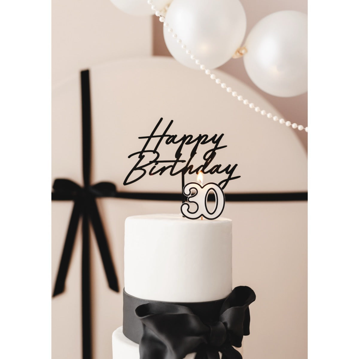 Décoration pour Gâteau "Happy Birthday" noir