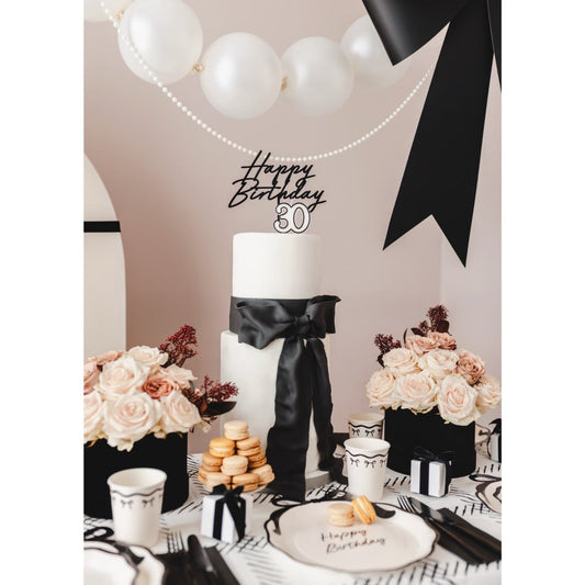 Décoration pour Gâteau "Happy Birthday" noir