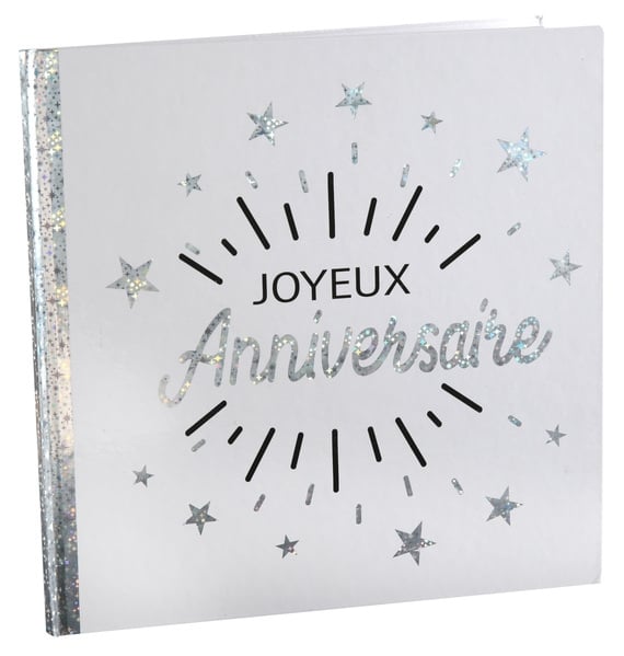 Livre d'Or "Joyeux Anniversaire" Etincelle Argenté