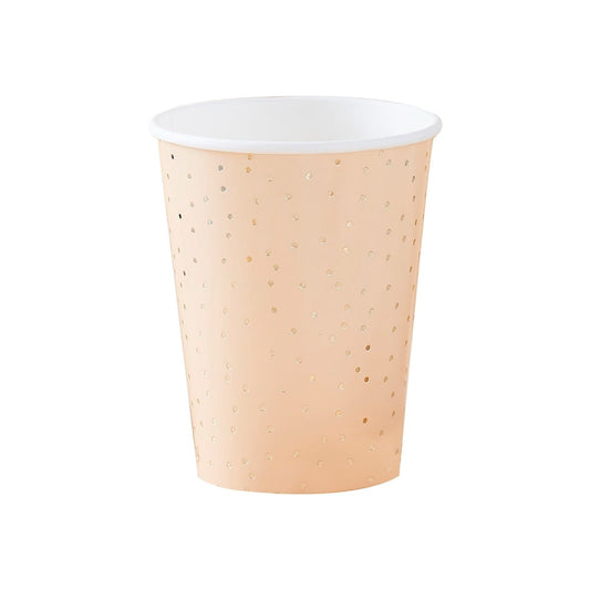 Gobelets pêche à pois or (8pcs)