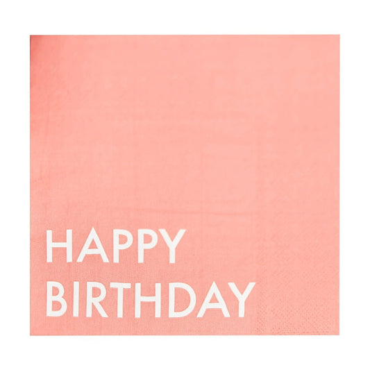 Serviettes - Happy Birthday - Corail