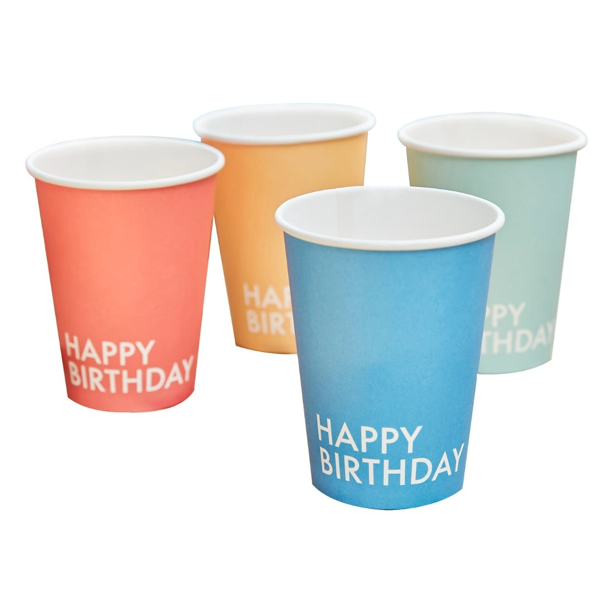 Gobelets "Happy Birthday" - Multicolore pastel (8pcs)
